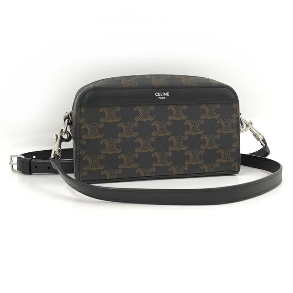 Celine Shoulder Bag Triomphe Leather Black